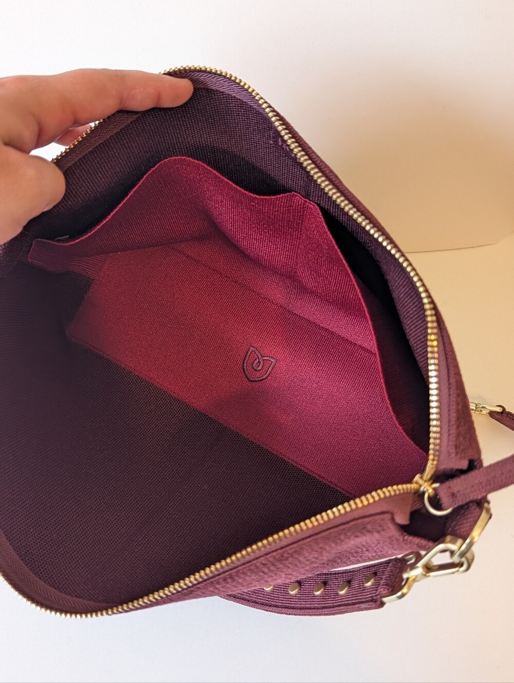 Rothy's ReVelvet Studded The Daily Crossbody in Syrah Burgundy - Picture 4 of 6